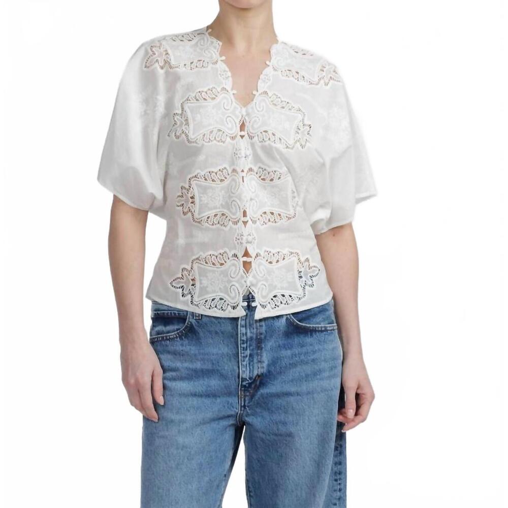 NEW CISSA femme top in white vintage lace